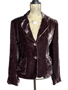 Velvet Mauve Button-Front Blazer Jacket Size XL